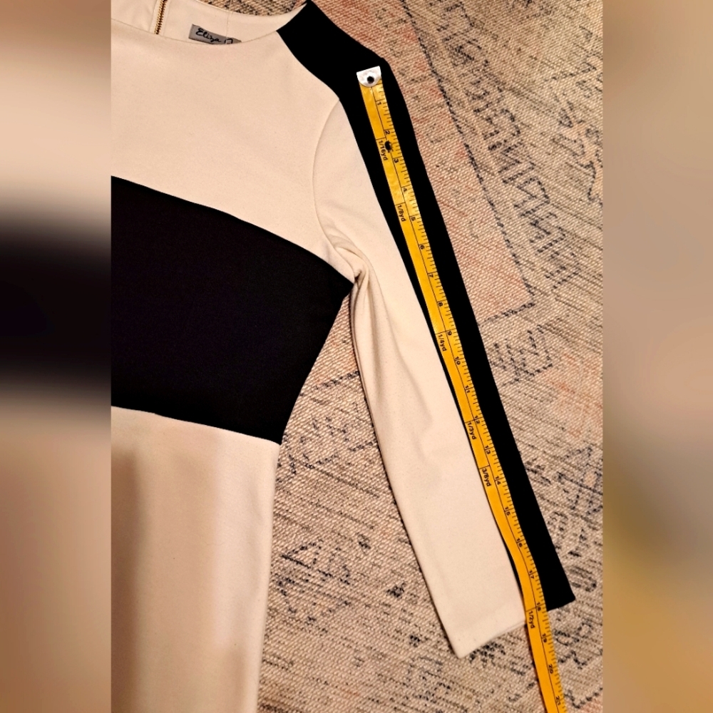 Eliza J Black and White Color Block  Fitted Midi Dress. Size Small. - Picture 5 of 10